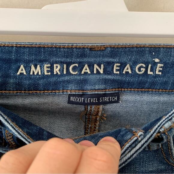 American Eagle Hi Rise Jegging Distressed Skinny Jeans SHORT - Picture 3 of 7